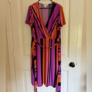 Donna Morgan Multicolor Striped Midi Dress